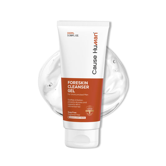 Cause Human Foreskin Cleanser Gel – pH 5.5 Balanced Intimate Wash for Uncircumcised Men – Gentle Smegma & Odor Removal – Soap‑Free, Fragrance‑Free Formula (100ml)