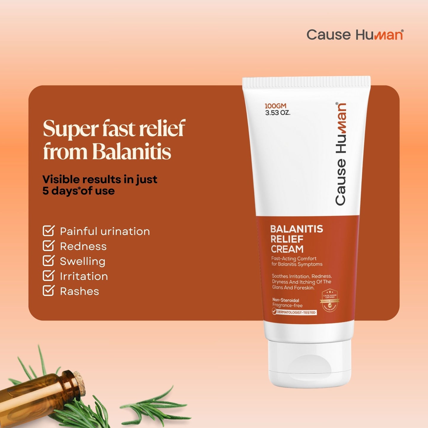 Balanitis Relief Cream for Men – Soothes Redness, Itching & Dryness – Safe for Glans & Foreskin – 100g