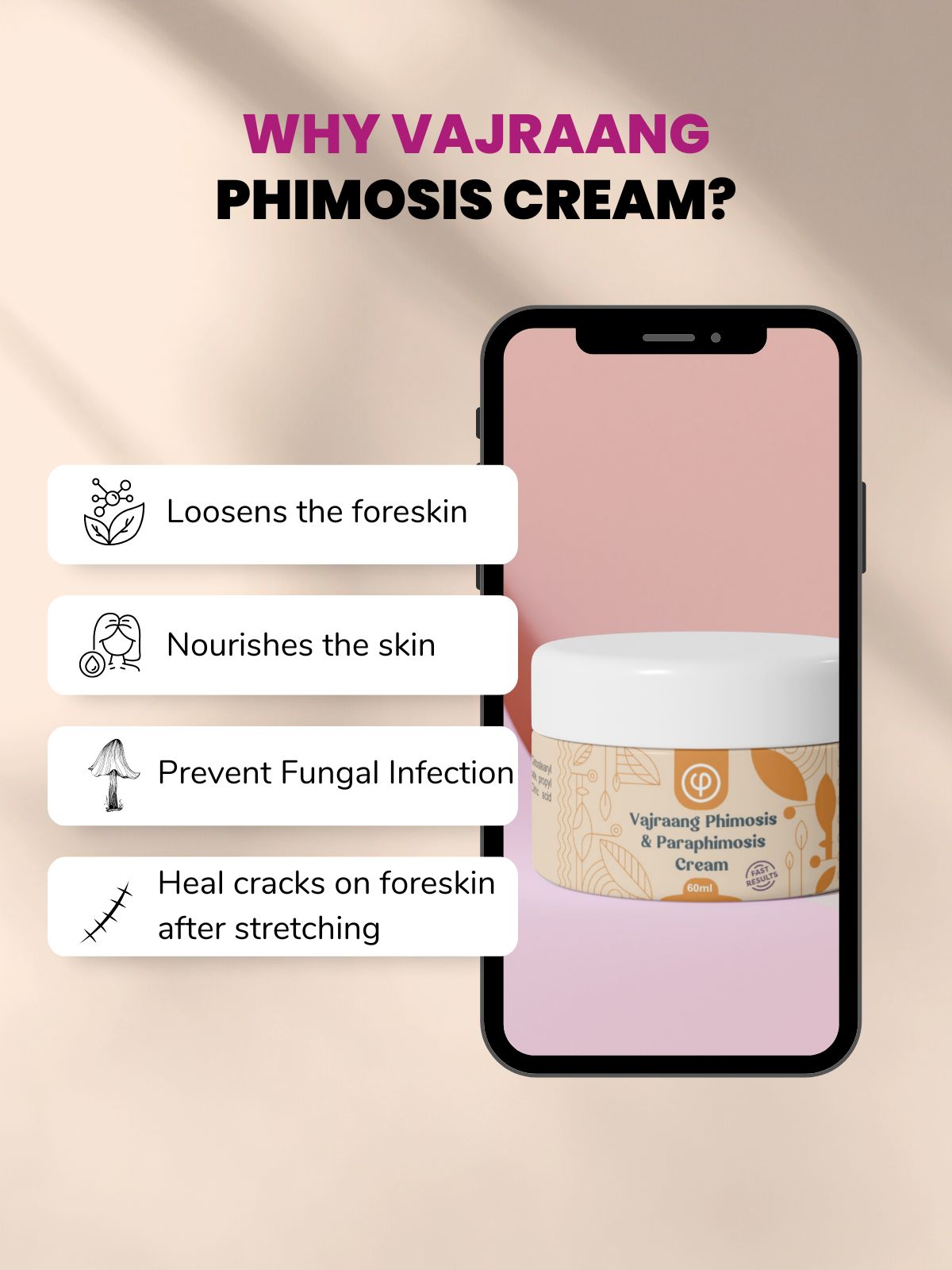 Vajraang phimosis mini combo with phimosis creme & phimosis oil