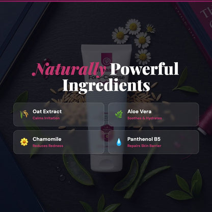 vajraang fore-cleanse gel with naturally powerful ingredients listed on a dark background